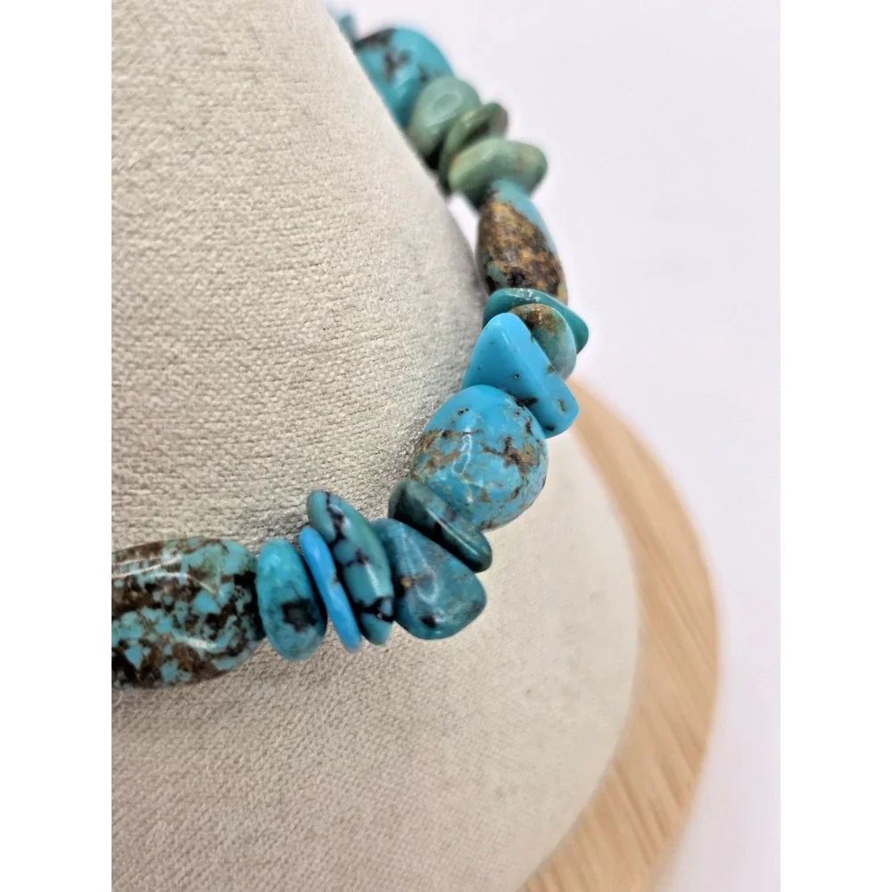 American Turquoise Gemstone Bracelet Natural Stretchy 6.25